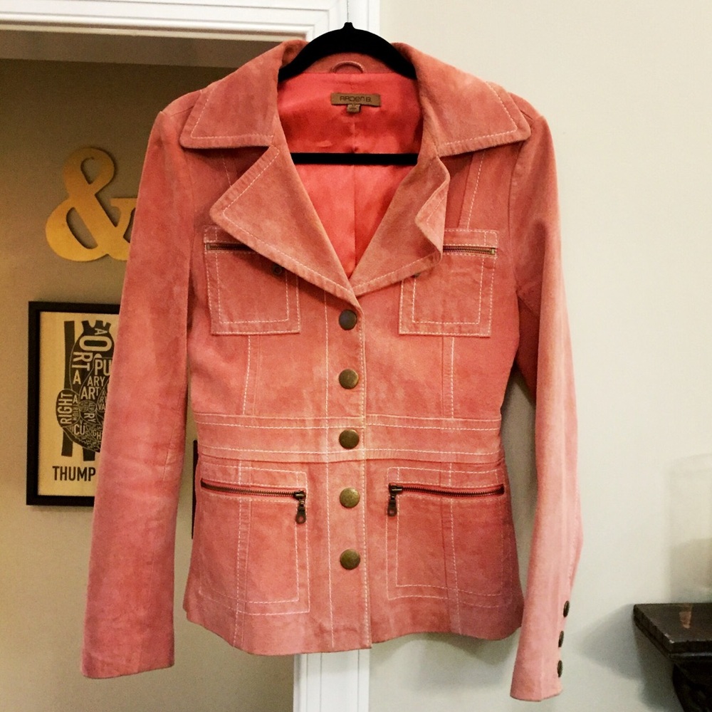 Arden B Pink Suede Utility Jacket
